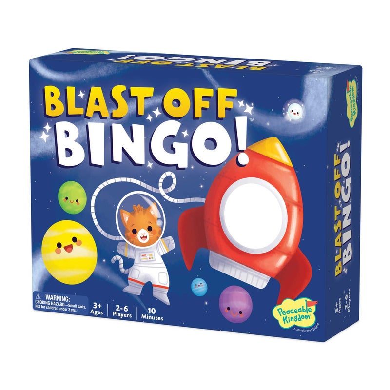 Peaceable Kingdom Blast-Off Bingo: Independent Bingo Game for Kids - Great for Single Players & Groups - 6 Double-Sided Playing Boards - Ages 3 & up - Image 4